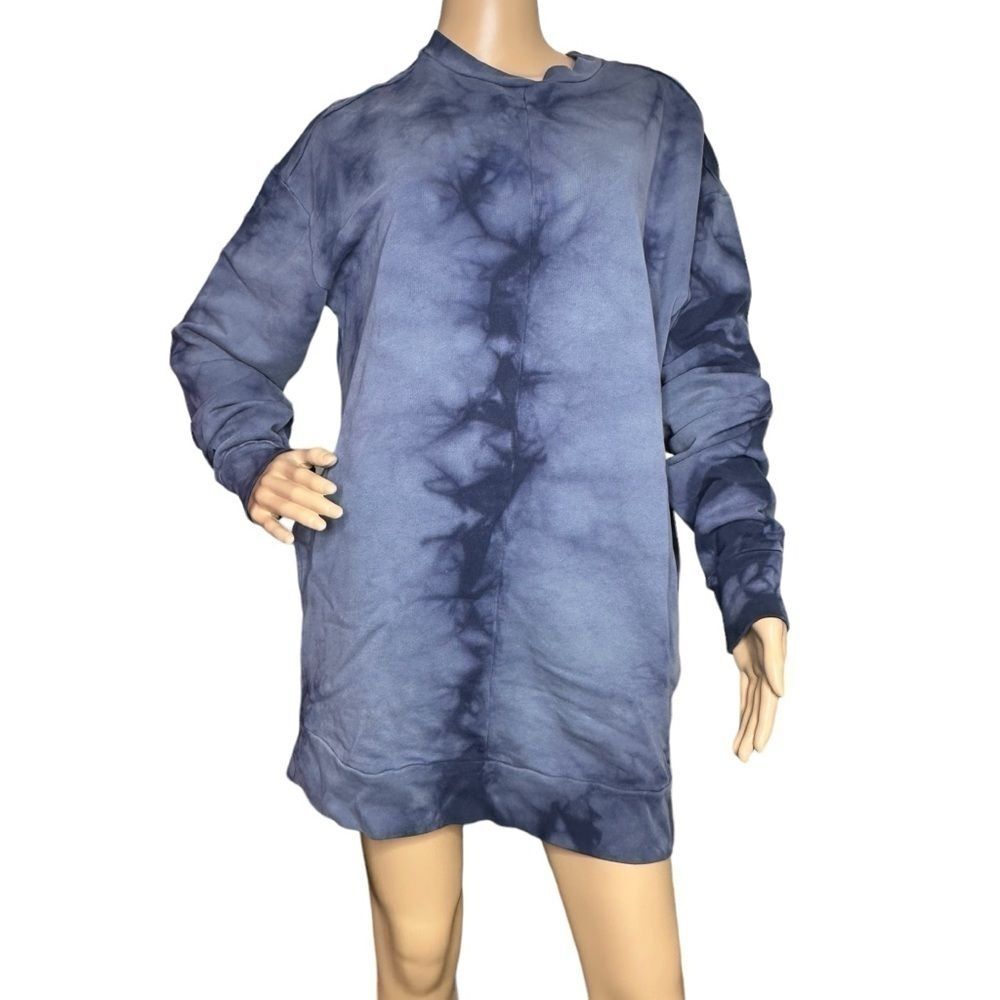 Asos blue tie dye long sweatshirt dress size 4